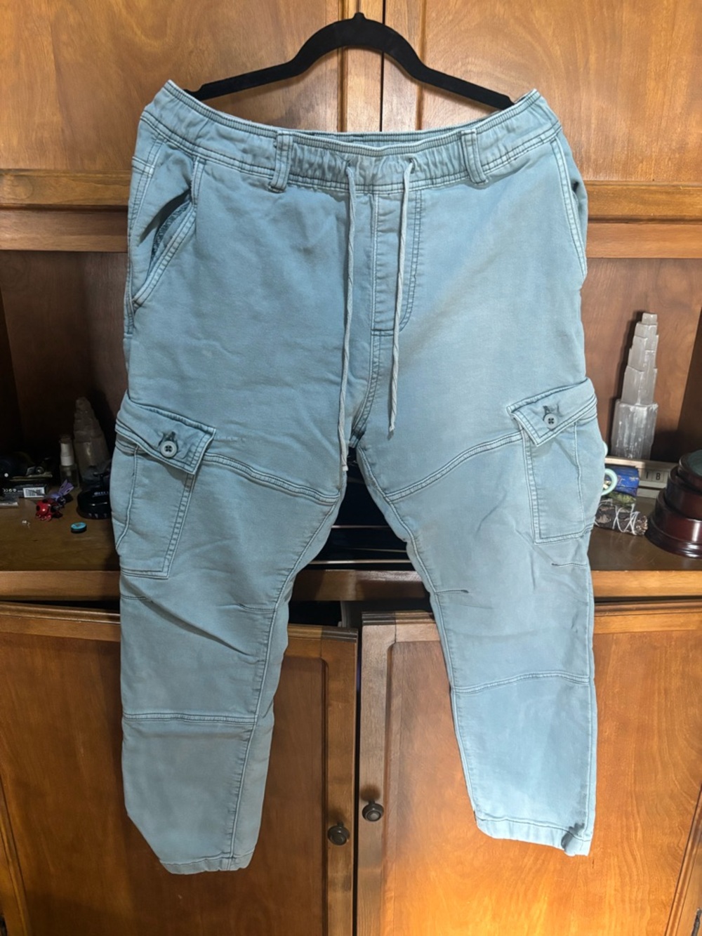 Cotton On Men's Cargo Joggers in Light Blue-Green